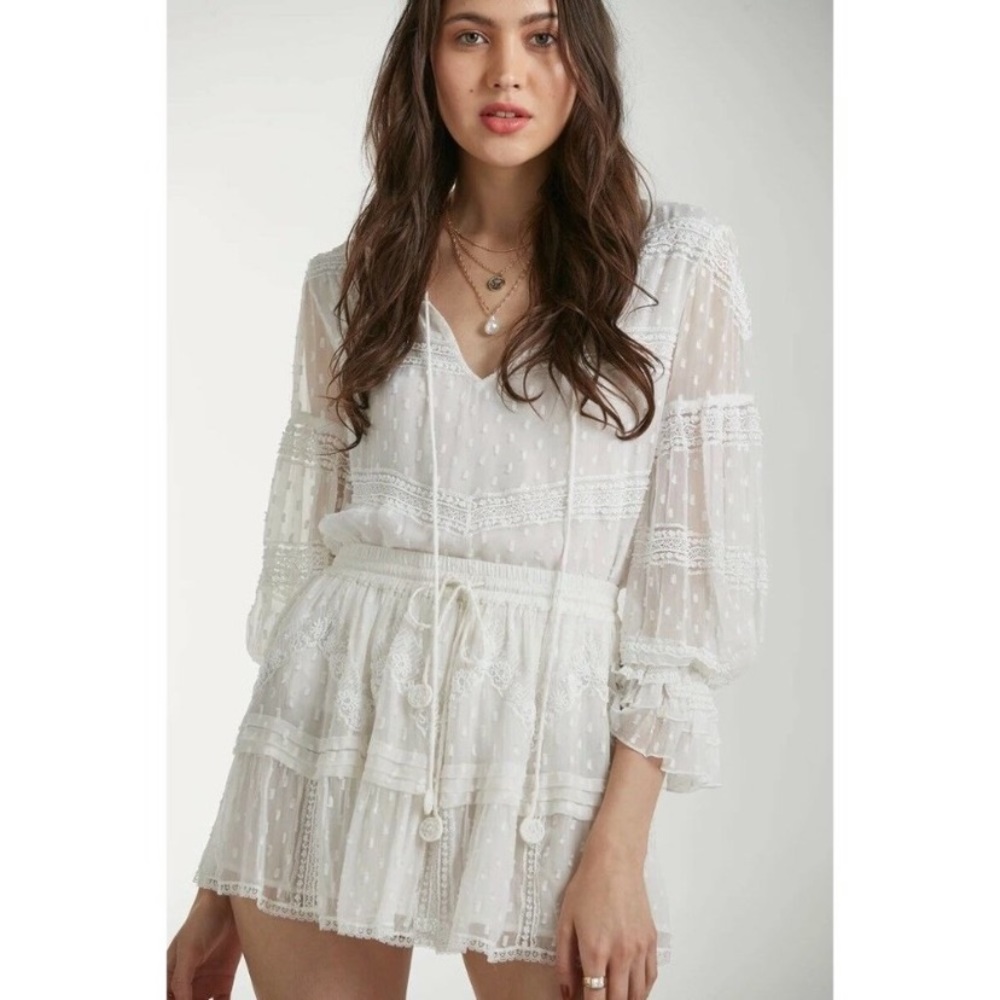 NWT Rococo Sand Selene off-white beaded top